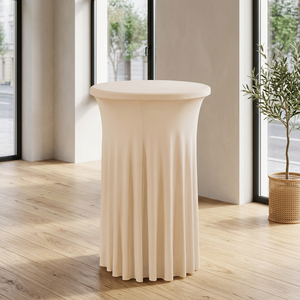 Housse de <span class=keywords><strong>table</strong></span> cocktail en soie de lait et élasthanne, prête à l'emploi, 24" 32", jupe Sunray, nappe de bar pour décoration de mariage, fête et événement - Product Image 1