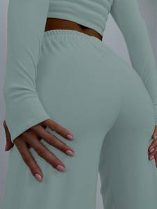 RUIQUWIN 2024, conjunto de dos piezas para mujer, chándal de Color sólido, respetuoso con el medio ambiente, Otoño, tejido ajustado, transpirable, peso pesado, cómodo, suelto - Product Image 3