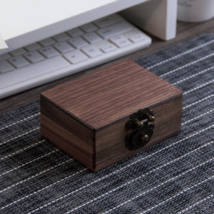 Caja de joyería de madera de nogal negro, estilo vintage, con tapa abatible y cerradura, organizador de almacenamiento para joyas, caja de regalo. - Product Image 3