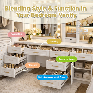 Mueble de Maquillaje para Dormitorio Estilo Americano |   Mueble de tocador personalizado disponible para dormitorio |   Tocador de Maquillaje RTA con Espacio de Almacenamiento - Product Image 2