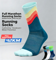 Chaussettes de compression professionnelles mi-mollet pour femmes et hommes, tricotées, respirantes, amortissantes et absorbant les chocs, pour la course à pied et le marathon.