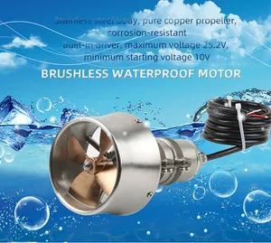 12v 10kg Thruster Brushless Waterproof Motor 24v With 3 Blade Propeller Cw Ccw For Rc Boat Robot Rov Submarine Bow Aqua Thruster