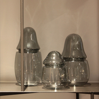 Bocal en verre soufflé à la main de luxe Matryoshka, transparent, avec couvercle, pour centre de table de hôtel, villa, cuisine, ou comme pot de rangement décoratif