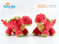 Jouet en peluche pour chien dinosaure couineur en tissu recyclé, jouet à mâcher pour animaux de compagnie avec couineur BB et papier froissé, jouet interactif pour chiot pour le nettoyage des dents