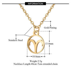 Non ternir 18K Or <span class=keywords><strong>Horoscope</strong></span> Signe Du Zodiaque Creux Pièce Pendentif Collier Bijoux De Mode Colliers Pour Femmes Filles - Product Image 5