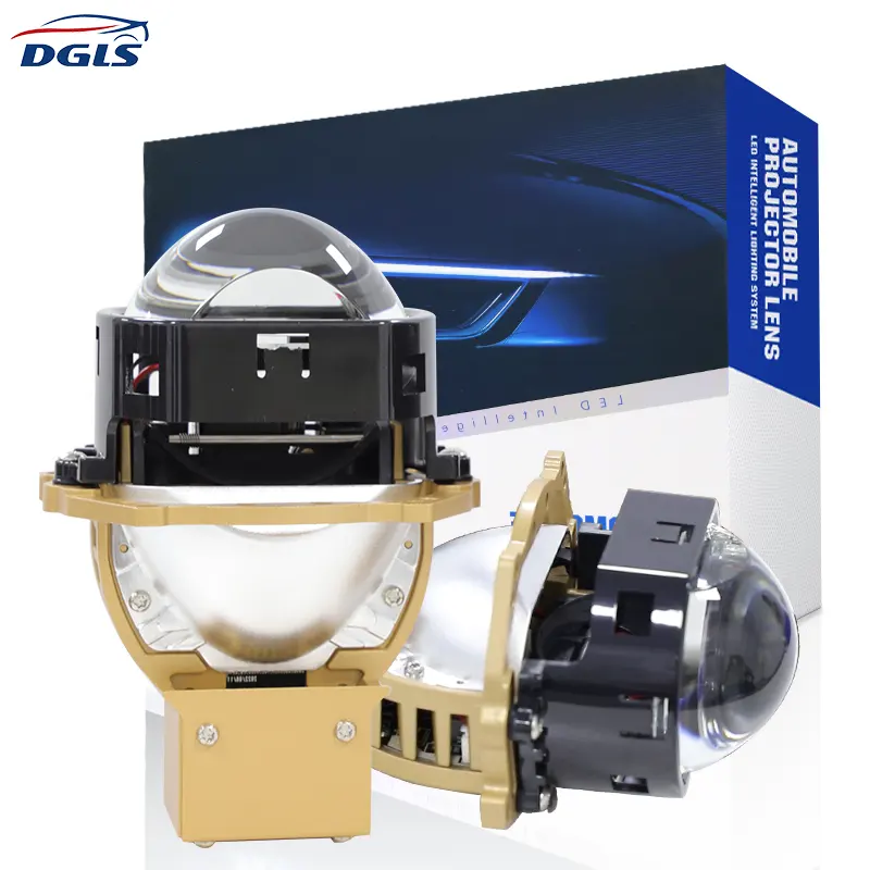 Dgls farol automotivo, farol de led para automóveis com 3 polegadas, bi, entrada 150w, feixe hi/lo, matriz quadrado, bi, lentes de projetor