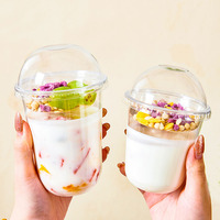 Gobelet en PET transparent vide en forme de U avec plateau, 8 oz, 10 oz, 16 oz, gobelet en plastique jetable pour yaourt, combo divisé, gobelets pour parfait aux fruits avec insert