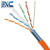 Kabel LAN Cat6 FTP Tembaga Murni RJ45 23AWG Isolasi HD-PE 8-Konduktor Jaket LSZH PVC 305M Komunikasi Harga Pabrik EXC