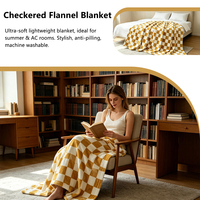 Couverture en flanelle à carreaux jaunes et blancs, couverture en plaid luxueuse et douce, couverture en polaire respirante pour toutes les saisons, pour la maison et le bureau