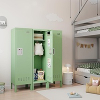 Armoire de rangement métallique ventilée verrouillable pour salle de sport à domicile, casier en acier sur pied à porte simple avec pieds de support et serrure de confidentialité