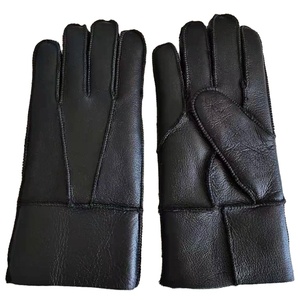 Guanti Invernali Neri in Vera <span class=keywords><strong>Pelle</strong></span> <span class=keywords><strong>di</strong></span> Pecora a Doppia Faccia per Uomo e Donna, Supporto Campioni, Produzione Economica - Product Image 1