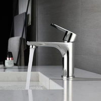 Robinet de lavabo monotrou en acier inoxydable 304, mitigeur chaud/froid à poignée unique pour salle de bain, finitions variées, pour usage domestique et hôtelier