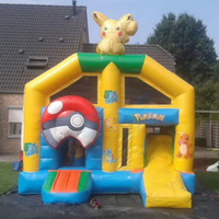 Castillo Inflable Comercial con Tobogán, de PVC, con Personajes de Dibujos Animados, PIKACHU, Casa de Brinco Inflable, Combo para Alquiler en Fiestas
