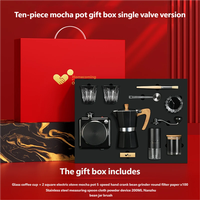 Ensemble de cafetière moka en acier inoxydable à double valve, cafetière manuelle d'extérieur avec logo personnalisé pour le camping et les voyages