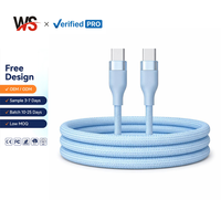 Cable USB Tipo C a Tipo C de 100W PD con Carga Rápida de 5A, Cable de Nailon Trenzado para iOS, Samsung, MacBook, Teléfono, Tableta, Computadora