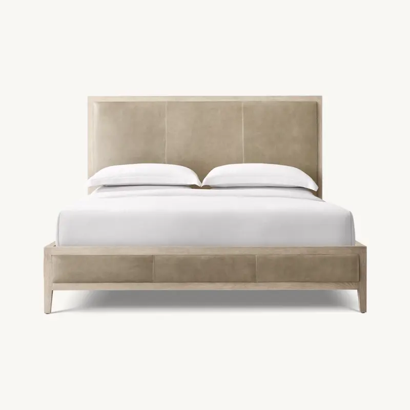 Moldura de cama king size Morden luxuosa, painel de couro francês contemporâneo, mobília de quarto