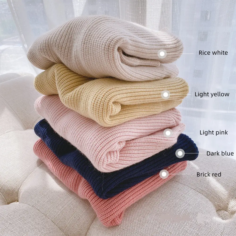 Autumn and winter new children's solid color sweater fashion baby simple Pullover Sweater Top