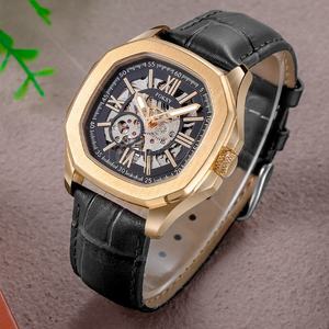 Relojes de pulsera de acero inoxidable con logotipo personalizado de alta calidad, reloj de mano mecánico automático de oro rosa de lujo para mujer - Product Image 3