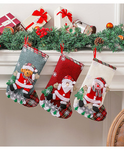 Linen <b>Large</b> <b>Christmas</b> Stocking Fence-Style <b>Gift</b> <b>Bag</b> <b>Christmas</b> Tree Ornament Candy <b>Bag</b> Decoration - Product Image 6