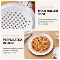 Plaque à pizza perforée en aluminium anodisé de 1,5 mm, ronde, pour pizzas à croûte fine, idéale pour pizzerias, cafés, traiteurs et fours domestiques