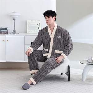 Piyama Pria Bahan Thermal Coral Fleece Model Couple Lengan Panjang untuk Pakaian Rumah, Dapat Dicuci dengan Mesin - Product Image 6