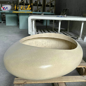 Nuevos Materiales de Construcción de Piedra, Maceta de Terrazo Gris Claro, Hormigón de Alto Rendimiento para Decoración y Plantación - Product Image 1