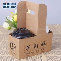Boîte à emporter en papier kraft pour 2 tasses de café
