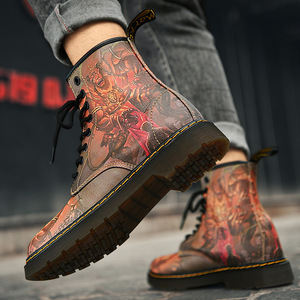 Bottes de randonnée pour hommes, imprimées en 3D, à lacets, tige en tissu extensible, motif léopard, antidérapantes, légères et confortables - Product Image 3