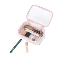 Sac à cosmétiques transparent pour dames avec fermeture éclair Pochette à maquillage en PVC Trousse de toilette de voyage pour femmes Sacs de beauté Sac à cosmétiques transparent pour femmes