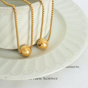 Yeni tasarım 18k altın kaplama top kolye kutusu zincir çekme ayarlanabilir paslanmaz çelik bilezik kolye küpe takı kadınlar için - Product Image 3