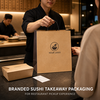 Sacs à emporter en papier kraft personnalisés avec poignées pour restaurants asiatiques, emballages alimentaires de marque et commandes en gros