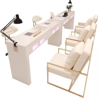 Mobilier de Luxe pour Salon de Manucure : Table Double et Chaises, Vente en Gros Usine, Professionnel, Salon de Beauté en Bois Style Mid-Century Moderne