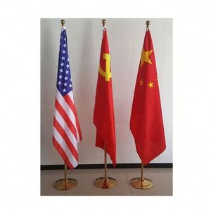 ราคาถูก คุณภาพสูง จัดส่งรวดเร็ว ธงป้ายโฆษณาในร่มขนาด 2 ม. 3 ม. ออกแบบโลโก้ตามสั่ง กันน้ำ พร้อมขาตั้งสำหรับตั้งพื้นสำนักงาน เสาสีทอง - Product Image 5