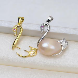 Colgante Barroco de Plata S925 Hecho a Mano, Collar de Cisne para Mujer, Cadena de Clavícula con Perla Anormal, Accesorio Vacío para DIY, 1519 para Joyería - Product Image 1