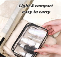 Sac de rangement de voyage en PVC imperméable à motif de lettres, grande capacité, pour cosmétiques et maquillage, fermeture éclair, étui transparent tendance