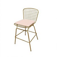 Chaise de bar de luxe en acier inoxydable pour extérieur, couleur dorée brillante, tabouret haut avec coussin en cuir