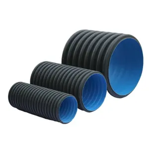 HDPE material preto plástico dreno bueiro 2 4 polegadas HDPE Twin Wall Corrugated Tubes for Subsoil Drainage esgoto pipe