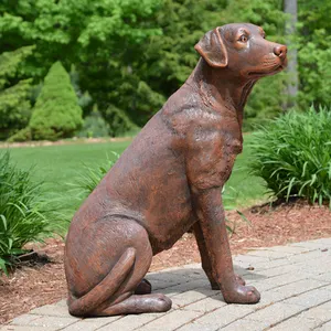 Sıcak satış metal el sanatları yaşam boyutu bronz labrador köpek heykel
