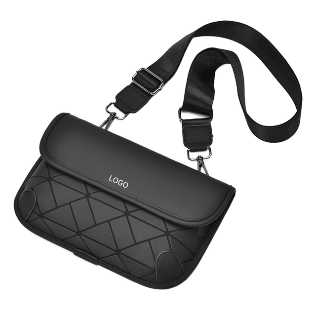Men's Fashion High-End Geometric Waterproof Shoulder Chest Bag New Street Trendy Large Capacity Personalized PU Material Outdoor