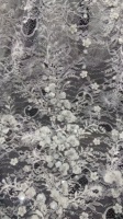 Tissu en dentelle française de luxe en porcelaine blanche, orné de fleurs 3D, de perles et de paillettes, élégant pour la confection de robes de mariée et de soirée