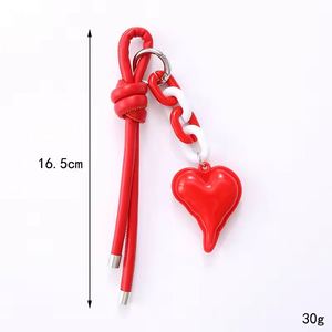 New PU <b>Leather</b> Rope Heart Shaped <b>Keychain</b> Fashionable and Versatile DIY Hand Woven Rope Bag Hanging Accessories for Women - Product Image 6