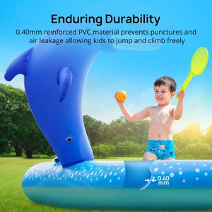 Inflatable Dolphin Water Play Center Kids Backyard Splash Pad with <b>Slide</b> & Sprinkler Outdoor Swimming <b>Pool</b> Toy - Product Image 5