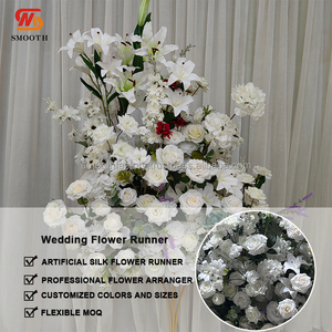 LEDA Elegant Party Events Proposals Handmade White <b>Artificial</b> Flowers Lily <b>Peony</b> Rose Runner for Wedding - Product Image 3