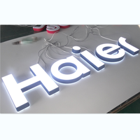 Lettres lumineuses en acrylique MINI LED pour publicité, enseigne Haier - Éclairage frontal et arrière - IP33-IP68 étanche pour utilisation en voiture et dans les parcs