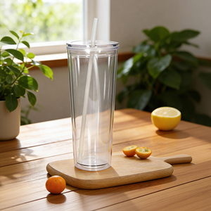 Vaso de Acrílico de Doble Pared de 24 oz, Libre de BPA, con Tapa y Pajita para Bebidas, Estilo Globo de Nieve, con Orificio en la Parte Inferior, para Personalizar - Product Image 6