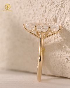 Solitaire Marquis Anel IGI Certified CVD HPHT Lab Criado Crescido Diamante <span class=keywords><strong>Marquise</strong></span> Corte 10k 14k 18k Anéis de Noivado em Ouro Sólido - Product Image 3