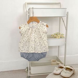 Engepapa Zomer Baby Dunne Bloemige Kledingsetjes Baby Meisje Mouwloze Korte Set Peuter Meisjes Kleding - Product Image 5