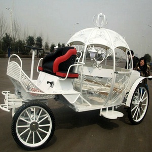 Chariot de princesse électrique et traîné par des chevaux, calèche citrouille pour mariages et fêtes - Product Image 6