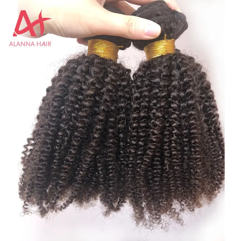 Hot Sale 4A 4B Virgin Human Afro Kinky Hair Weave Bundles Top Grade 10"-40" Mongolian Kinky Curly Brown Hair Extension