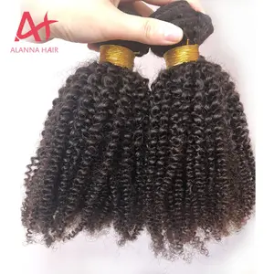 Vendita calda 4A 4B Umani del Virgin Afro Crespo Dei Capelli Weave Fasci di Grado Superiore 10 "-40" Mongolo Crespi ricci di Estensione Dei Capelli Castani